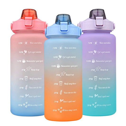 2L Sports Bottle Time Scale Space Cup Outdoor Portable Water Bottle Gradient Water Cup Water Bottle