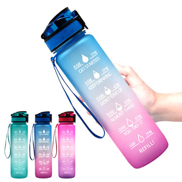 1L Plastic Water Bottle Tritan Frosted Gradient Bouncing Water Bottle Sports Water Bottle Space Cup Travel Mug