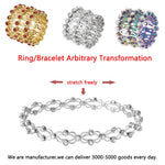 2 In 1 New Creative Magic Stretchable Ring Bracelet For Women Charm Shiny Crystal Retractable Bracelets Rings Jewelry Gift